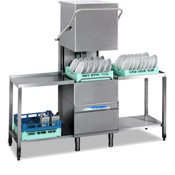 Durchschub-Geschirrspüler mit Waschspülmitteldosiergerät und Ablaufpumpe - 500 x 500